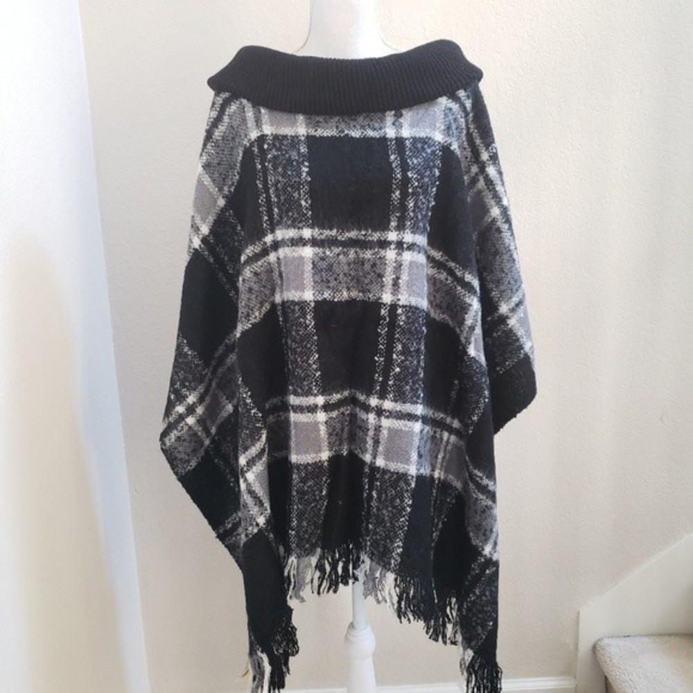 Collection XIIX Plaid Cowl Neck Poncho